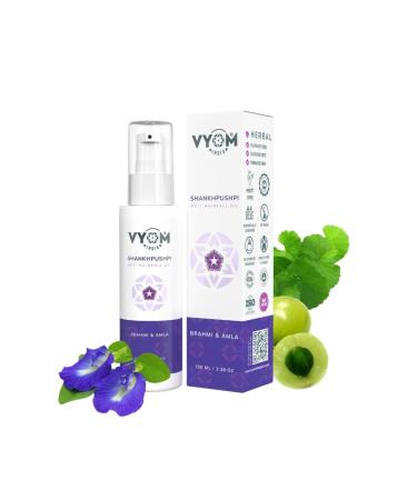 Vy'o'm Shankhpushpi Anti-Hair Fall Oil| Strong Long & Thick Hair| Nourish Scalp & Reduce Dandruff| Certified Organic & Plant Based - 100ML