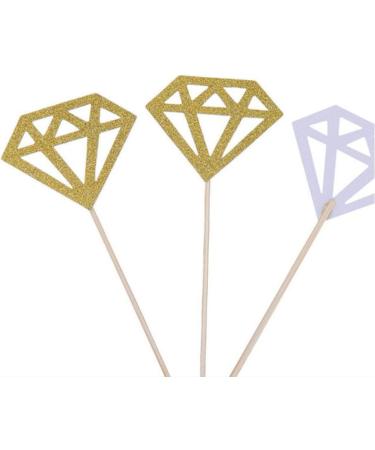 Cupcake Toppers 50 Pack Gold Glitter Diamond Ring Donut Toppers Cupcake Picks for Bridal Shower Engagement Party Decorations - Buy Online on GoSupps.com