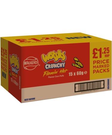 Wotsits Really Crunchy Flamin Hot Crisps 60g - Box of 15 - Buy Online on GoSupps.com