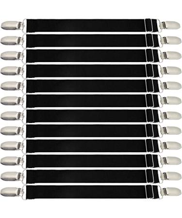 12 Pieces Black Adjustable Elastic Boot Clips Boot Straps Clips Pant Stirrups Elastic Leg Straps