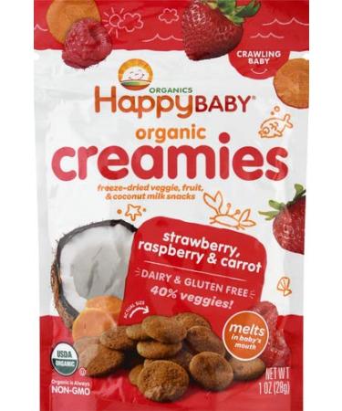 Happy Family Organics Organic Creamies Freeze-Dried Veggie Fruit & Coconut Milk Snacks Strawberry Raspberry & Carrot 1 oz (28 g)