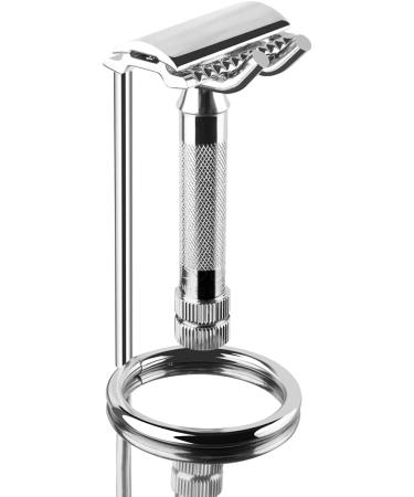 Linkidea Stainless Steel Shaving Brush & Razor Holder | Deluxe Non-Slip Rack for Men - 3.7 Inches Tall - Silver - Buy Online on GoSupps.com