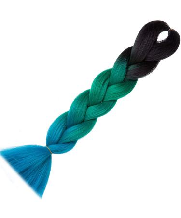 LDMY Ombre Black Green Blue Braiding Hair Extensions - 6pcs Jumbo Synthetic Hair 100g Each - Buy Online on GoSupps.com