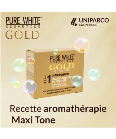 UNIPARCO Pure White Gold peeling cleansing and regenerating soap with apricot kernel powder for soft and radiant skin 150 g - Buy Online on GoSupps.com