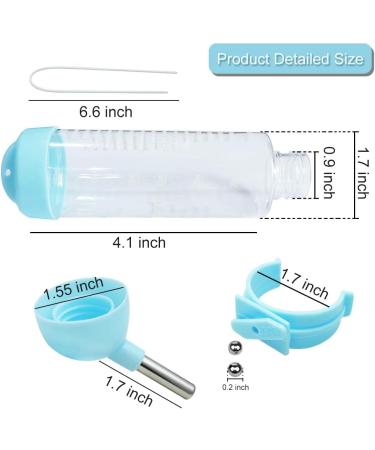 WishLotus Hamster Dispenser Bottle No Drip Plastic Hanging Water Bottle Automatic Water Bottle Dispenser Cage Bowl with 2 Rolling Balls for Rabbit Guinea Pig Rat Gerbil Chinchilla (125ml Blue) 125ml Blue - Buy Online on GoSupps.com