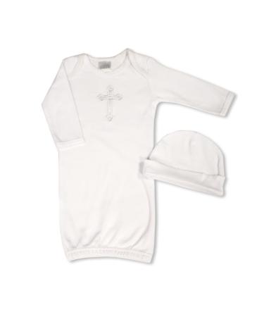 Baby Boys & Girls Christening Gown & Hat Christening Outfit Set Pure Cotton White 0-6 Months