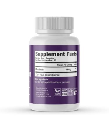 SIERRA LIFE SCIENCES 60 mg High Dosage Melatonin in Easy-to-Swallow Capsules - 60 Servings - Buy Online on GoSupps.com