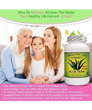 Healthy Life Harvest ICAloe Capsules - IC Supplements Non-GMO Interstitial Cystitis for 30 Years- Vegetarian - Each bottle has 90 - 700mg caps - Buy Online on GoSupps.com