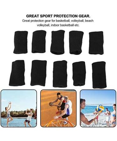 10pcs Stretchy Finger Protector Sleeves for Arthritis & Sports | Basketball Football Badminton Baseball - Black - Buy Online on GoSupps.com