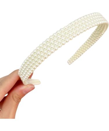 scicent Headbands for Girls 2 Pieces Pearl Beaded Headbands Black and White Hair Hoops Bridal Hairbands Wedding Hair Accessories Hair Band for Washing Face - 16022 - Buy Online on GoSupps.com