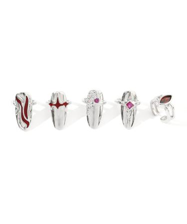 LAMDNL Adjustable Nail Rings Alloy Nail Art Finger Rings Women Girl Gifts Jewelry Nail Rings Fingertip Rings Set Alloy Material