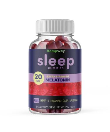 Melatonin 20mg | May Help Falling Asleep Faster & Staying Asleep Longer | with Hemp GABA Valerian Lemon Balm Melatonin | Sugar-Free Vegan 60 Gummies