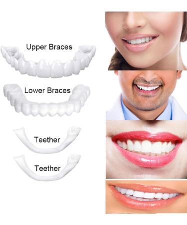 2 Pairs of Clip-on False Teeth Veneers | Cosmetic Tooth Covers for Men & Women | Teeth Whitening Solution for Bad Teeth - Buy Online on GoSupps.com