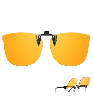 TJUTR Clip On Blue Light Blocking Glasses for Big Prescription Glasses Anti Eyestrain Glasses Idea for Computer Gaming TV Yellow Flip Up Game Yellow