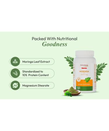 patanjali Nutrela Moringa 2000mg Tablets | Natural Superfood Supplement for Energy Immunity & Daily Wellness | 120 Vegetarian Tablets - Buy Online on GoSupps.com