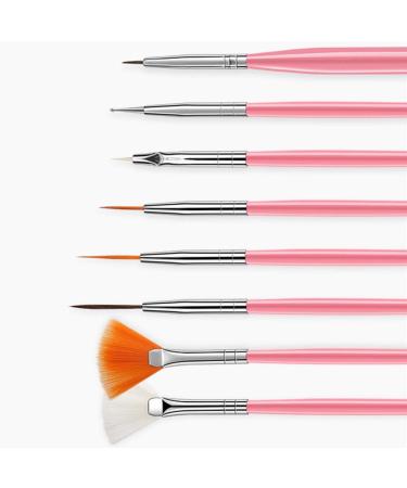 15-Piece Nail Brush Set for Gel Acrylic & Nail Art - Pink Nail Design Accessories - Buy Online on GoSupps.com