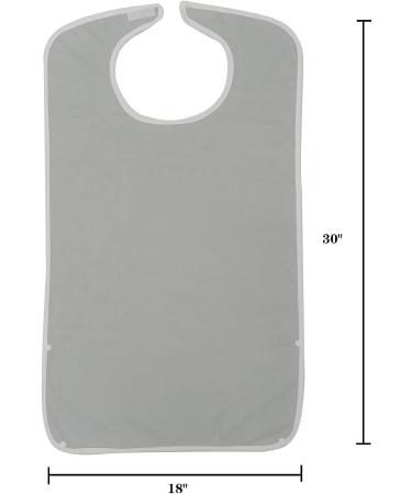 Pozico Washable Terry Cloth Adult Bibs with Debris Trap, Grey (4 Pack) for Men/Women/Elderly - Clothing Protectors for Eating - Buy Online on GoSupps.com