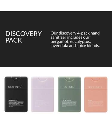 Noshinku Organic Hand Sanitizer Discovery 4-Pack | Moisturizing Mist with Botanical Oils | Kills 99.9% of Germs | FDA Registered | Travel Size Refillable - Buy Online on GoSupps.com
