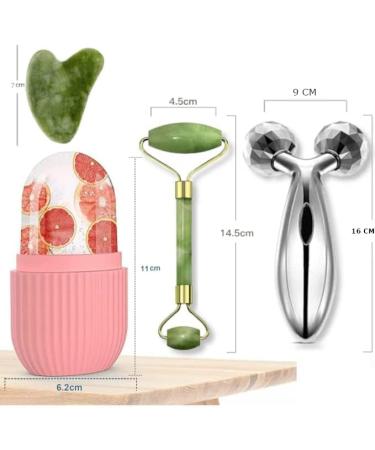 Buy Ice Roller & Gua Sha Jade Roller Set - Facial Massager Combo for Smoother Skin | Reusable Face & Body Roller for Women & Men - Buy Online on GoSupps.com