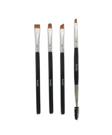BENLILY 4pcs Eyebrow Brushes Set Eyeliner Groom Kit - Angled  Flat  Shader  and Spoolie Brush