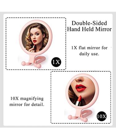 TsoLay 10X Handheld Magnifier Double Sided Folding Makeup Mirror Portable Handheld Mirror with Adjustable Handle(Pink) - Buy Online on GoSupps.com