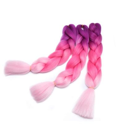 Buy 24 Synthetic Hair Extensions - Purple & Pinkish Red Crochet Braids for Stunning Hairstyles - Buy Online on GoSupps.com