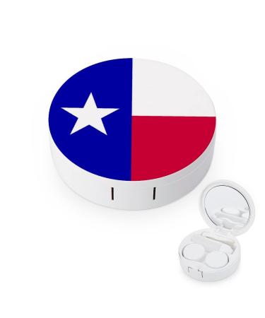 Bagea-Ka Texas Lone Star State Flag Pattern Contact Lens Case Box Eye Care Kit Holder Mirror Box with Tweezers Remover Tool Solution Bottle for Outdoor Travel & Home