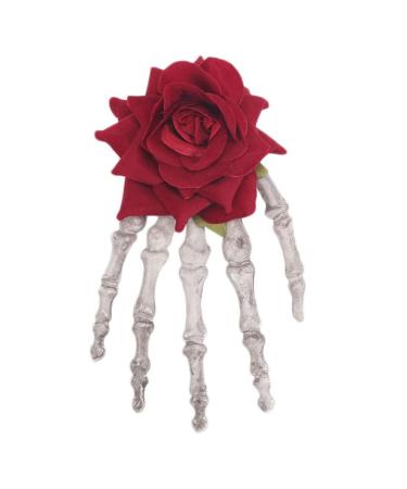 Skeleton Hands Hair Clip Halloween Rose Skull Barrette Zombie Punk Rock Hair Clip for Women Girls (15x8. 5cm) for Halloween Costumes