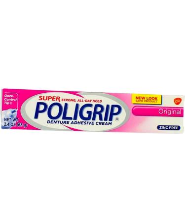 SUPER POLIGRIP Denture Adhesive Cream Original 2.40 oz - Long Lasting Hold for Secure Dentures | Worldwide Shipping - Buy Online on GoSupps.com