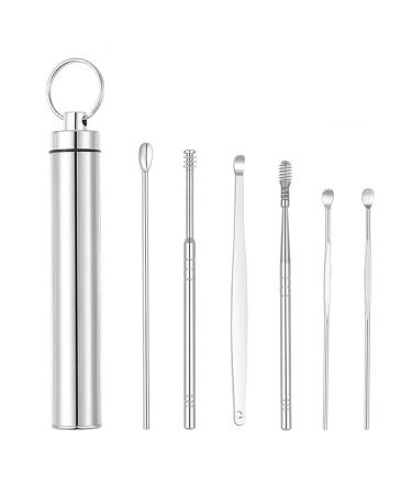 Zxwamz ear cleaner made of stainless steel with storage box 6 pieces of ear wax removal removal stainless steel ear cleaner ear cleaner medical ear cleaner suitable for children and adults