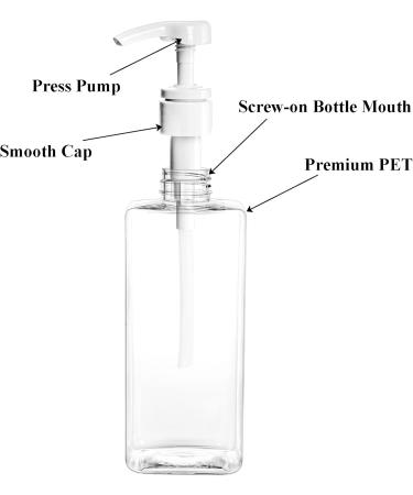 Oblen 12-Pack 500ml Refillable Pumping Containers - Clear Square Bottles for Shampoo Lotion & Cleaning Agents | Ideal for Kitchen & Bathroom - Buy Online on GoSupps.com