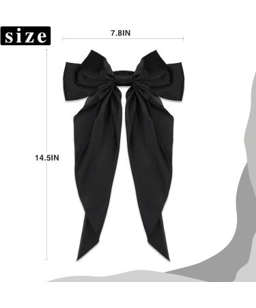 Black Hair Bow Black Bow Hair Clip for Women Solid Color Bow Hair Clips with Long Ribbon French Black Bow Hair Clip Soft Satin Silky Hair Bows Cute Gifts for Women Girls - Buy Online on GoSupps.com