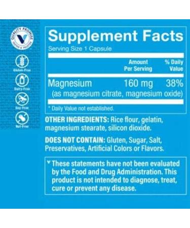Vitamin Shoppe Magnesium Citrate Complex 160MG - Bone, Teeth, & Energy Support (100 Capsules) - Buy Online on GoSupps.com