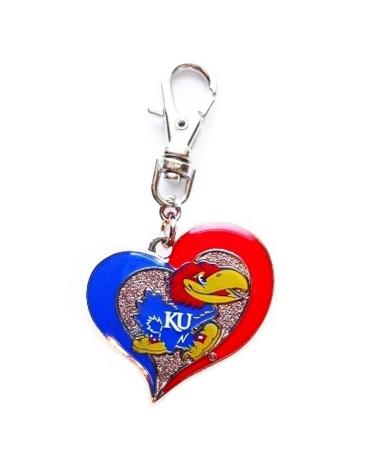 KU UNIVERSITY OF KANSAS JAYHAWKS HEART TEAM CHARM ADD TO ZIPPER PULL PET DOG CAT COLLAR LEASH KEYCHAIN ETC