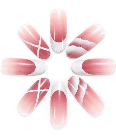 OnSaya Coffin False Nails French Long Fake Nails Ballerina Acrylic Press on Nails Full Cover Stick on Nails 24pcs for Women and Girls PINK 1 count (Pack of 1) PINK - Buy Online on GoSupps.com