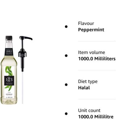 Routin 1883 Premium Peppermint Syrup 1L + Pump Set (Plastic Bottle) - Buy Online on GoSupps.com