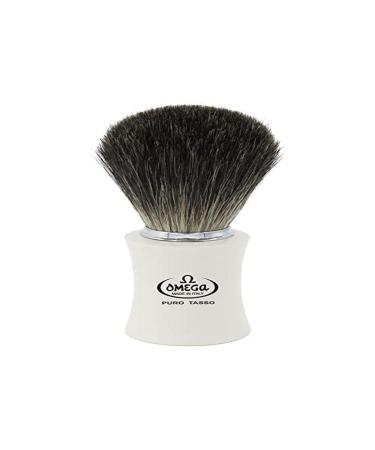 Omega shaving brush black badger ABS plastic handle cream white 6819