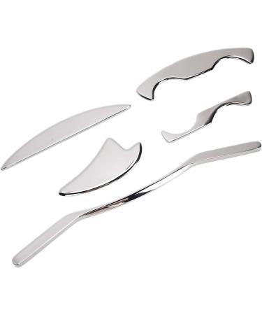Verdant Touch Stainless Steel Gua Sha Massage Tool Set - 5 Pieces for Muscle Pain Relief & Body Wellness - Buy Online on GoSupps.com