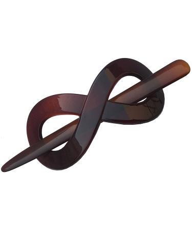 Parcelona French Infinity Brown Tortoise Shell Hair Slider Pin Thru Barrette Clip with Stick for Fine Hair Women and Girls - Buy Online on GoSupps.com