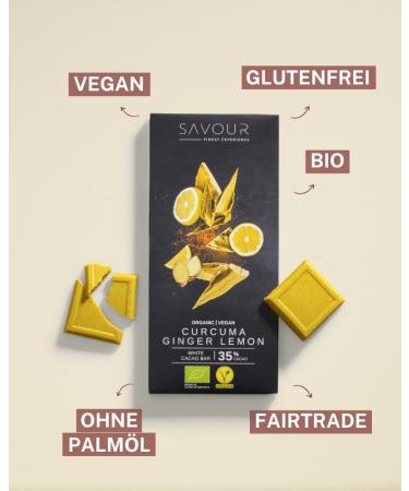  Generisch Savour Organic Vegan Chocolate Gluten Free Palm Oil Free (Turmeric Ginger & Lemon 1 Table) - Buy Online on GoSupps.com