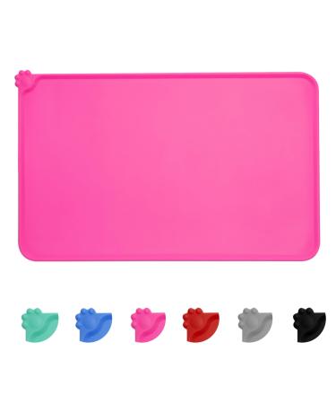 Moacc feed mats for dogs cats food base underlay silicone feed mats slipproof and waterproof for dog cat pink 54x38cm tall pink