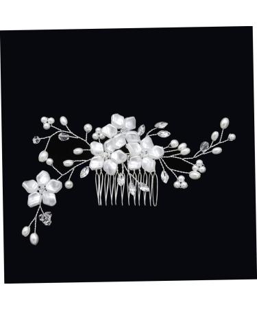 MAGICLULU 1pc Bridal Hair Combs Floral Hair Clip Crystal Hair Comb Bridal Headpieces for Wedding Floral Hair Comb Metal Wedding Hair Comb Tiara European and American Twist Beads Bride White - Buy Online on GoSupps.com