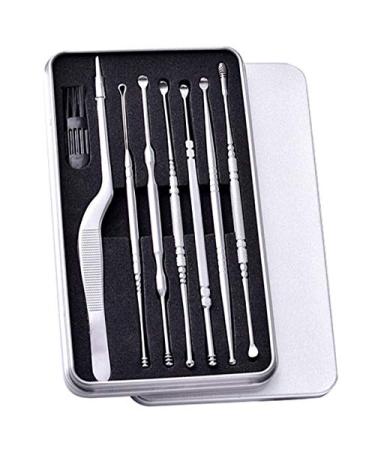qazaa Silver 7Pcs Stainless Steel Ear Pick Spoon Ear Wax Cleaner Health Curette Ear Earwax Remover Cleaning Selection Tools