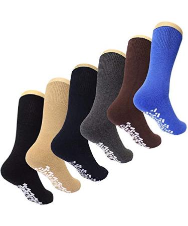 Diabetic Non Skid Slipper Socks/w Grippers for 6 Pair (Pack of 1) Multi Color