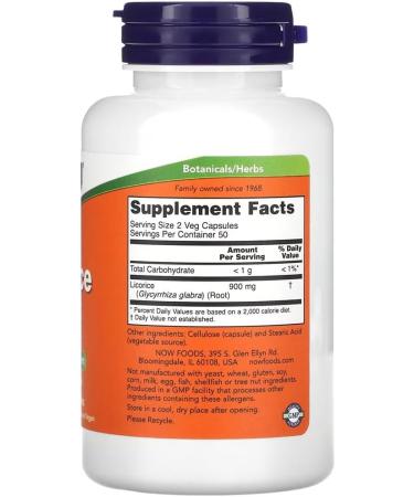  NOWFoods Now Foods - Licorice Root Extract - Supports Digestion and the Immune System - 450 mg - 100 Vegetable Capsules - Buy Online on GoSupps.com
