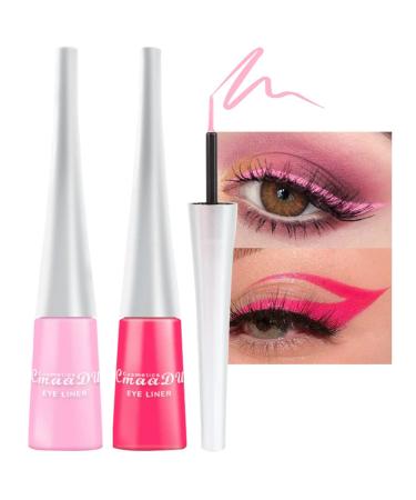 evpct 2Pcs Pink Rose Red Liquid Eyeliner Colorful Set Waterproof Colored Color Eye Liners for Women Stamps Shapes for Eyes delineadores de colores para ojos delineador de ojos contra el agua 02&11 2 Count (Pack of 1) Pin...