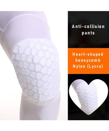 Crashproof Basketball Pants with Knee Pads | Youth Sports Compression Leggings | Volleyball Protector Gear - White, Medium - Buy Online on GoSupps.com
