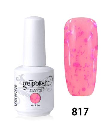 Vishine Nail Salon UV Manicure Polish Soak Off Gel Polish Nail Art Glitter Pink(817) #817