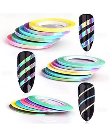 MEILINDS Nail Art Striping Tape Line Mermaid Candy Color 1mm 2mm 3mm Adhesive Sticker DIY Nail Manicure Tools Decals Decoration 18 PCS 18rolls/set
