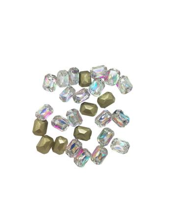 dijiusidy Nail Rhinestones Manicure Decorations Multiple-Shape Multi-color Glass DIY Decor Stickers Eye-catching Beauty Tools 6 * 8mmRectangle Octag 6*8mmrectangle Octag